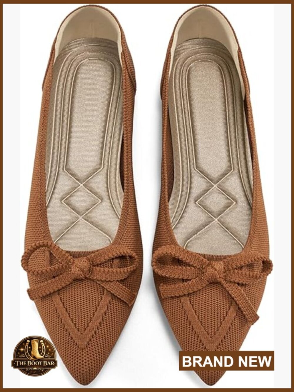 Womens Dressy Pointed Toe Bow Knit Flats Comfortable Slip On Work Business